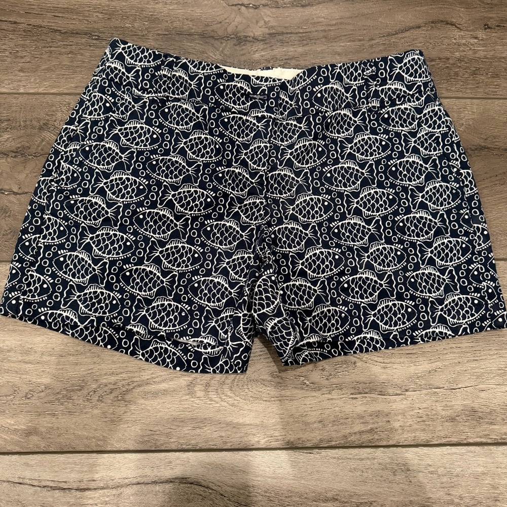 Crown & Ivy Navy Fish Patterned Women's Shorts